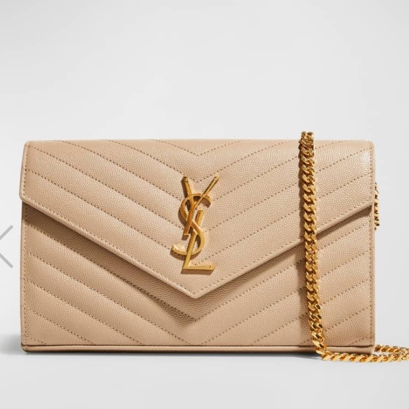 YSL Monogram Large Wallet on Chain in Grained Leather - Picture 1 of 9